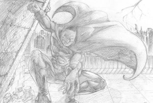 Un disegno di batman solo a matita fatto per il batman day