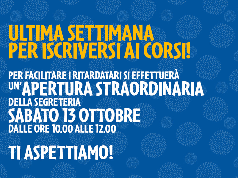 Ultima settimana per iscriversi! Corri!