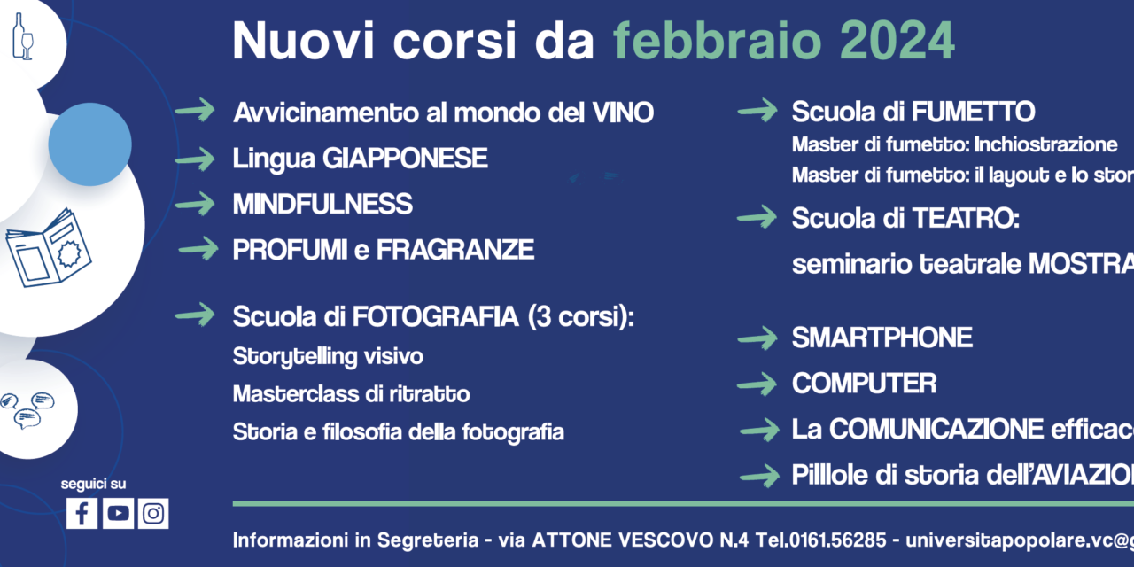 Nuovi corsi a partire da Febbraio 2024